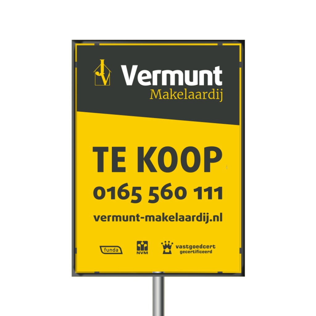 Te koop bord van Vermunt Makelaardij, dé makelaar in Roosendaal en omstreken.